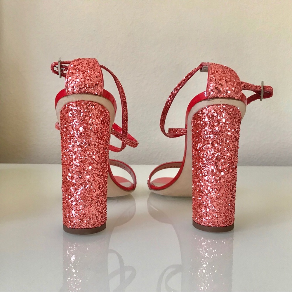 Giuseppe Zanotti Red Glitter Ankle Strap Heels 7 - Picture 6 of 7